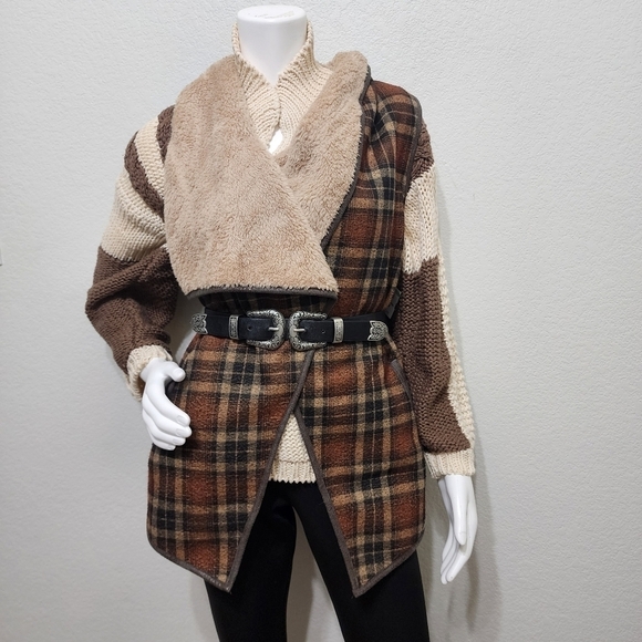 VNTG Counterparts Knitted by Hand Brown Mockneck Sweater Size S - Picture 9 of 11